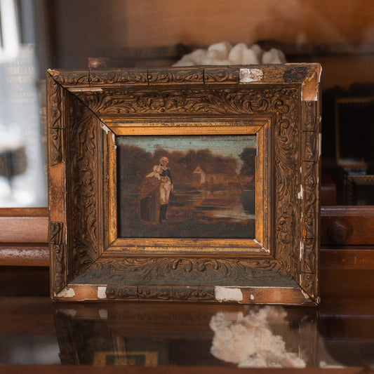 Antique Oil Painting Of Revolutionary War Soldier On Canvas