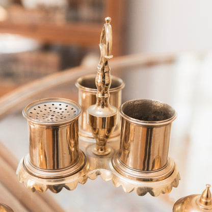 Spanish Polished Brass Inkstand Set