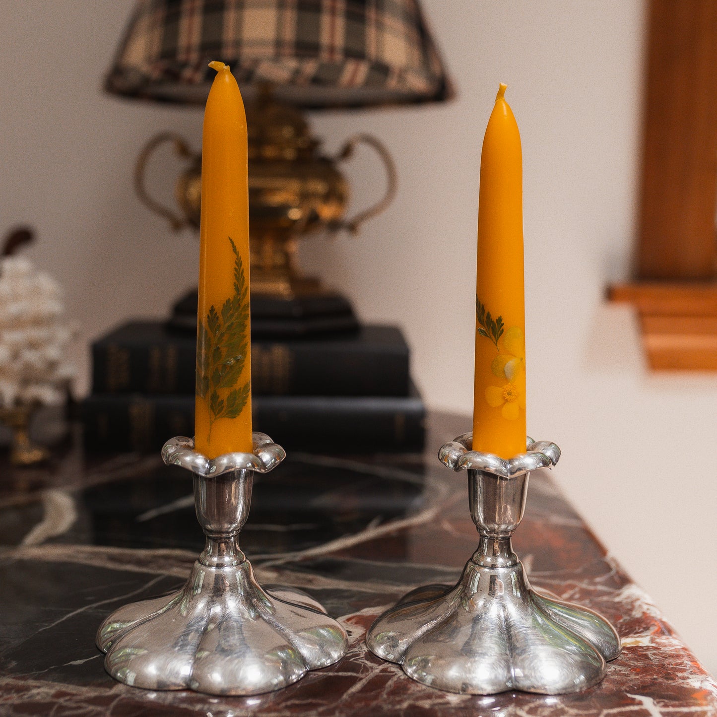 Antique Silver Scalloped Candlestick Holders