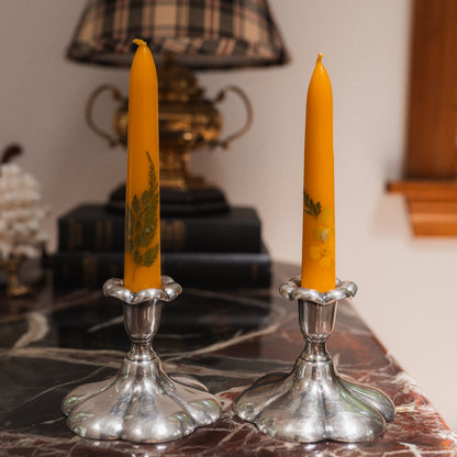 Antique Silver Scalloped Candlestick Holders