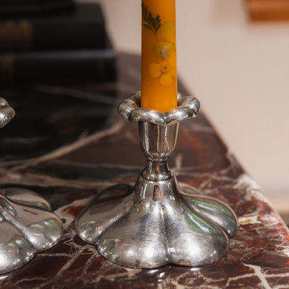 Antique Silver Scalloped Candlestick Holders