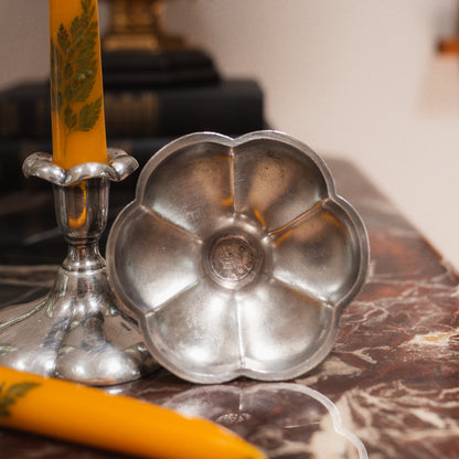 Antique Silver Scalloped Candlestick Holders