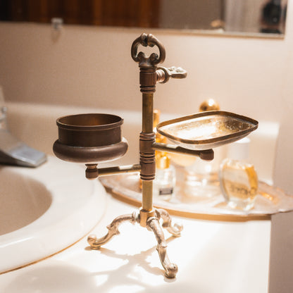 Antique Brass Soap & Tumbler Stand