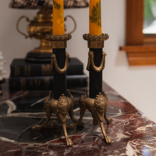 Antique Bronze Candlestick Holders