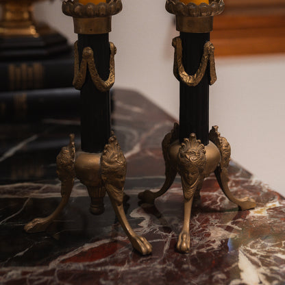 Antique Bronze Candlestick Holders