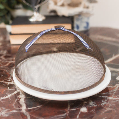 Antique Metal Food Cloche and Restaurant Plate