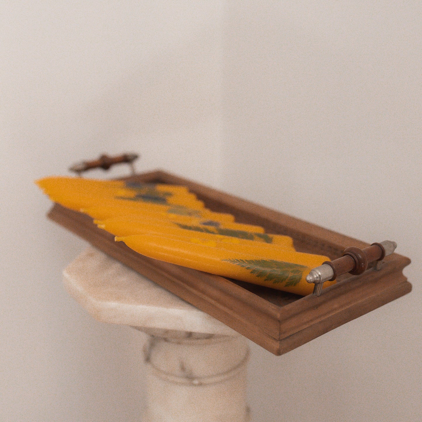 Floral Beeswax Taper Candle