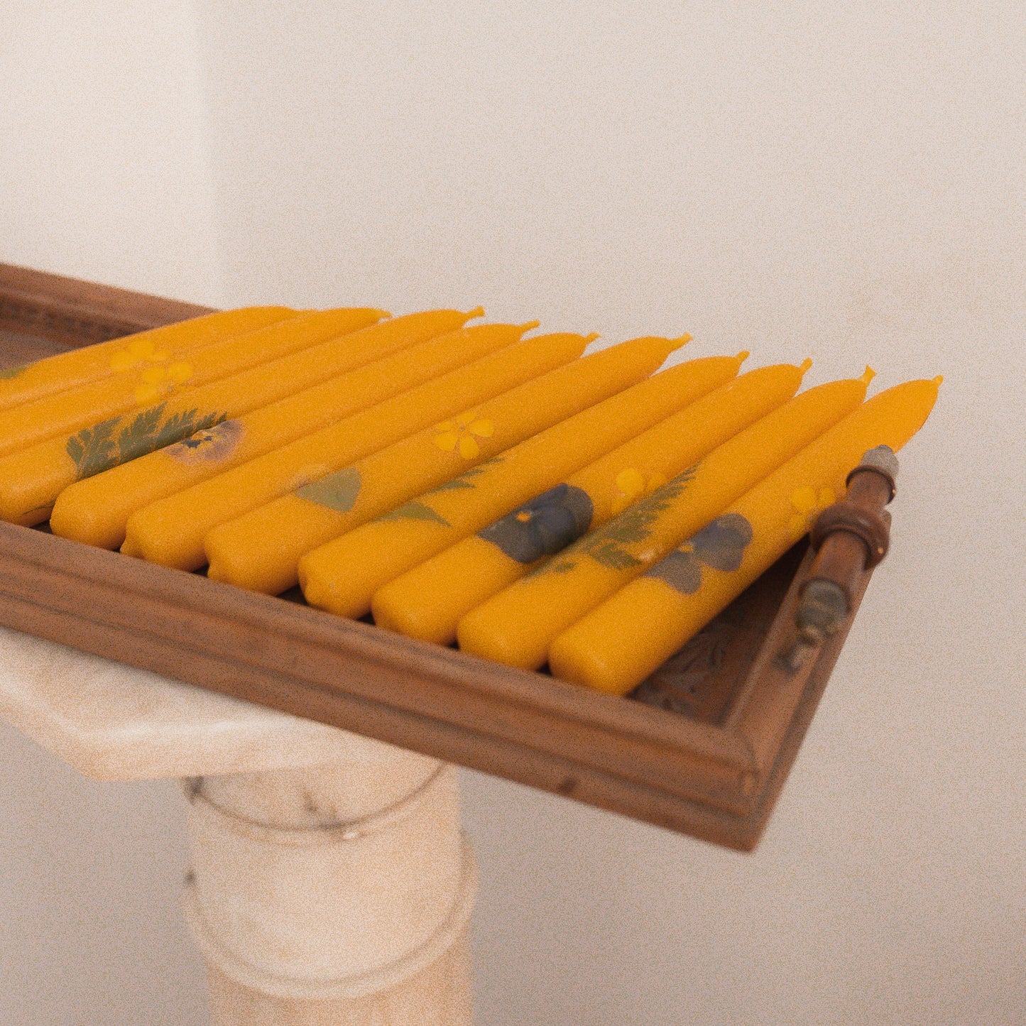 Floral Beeswax Taper Candle